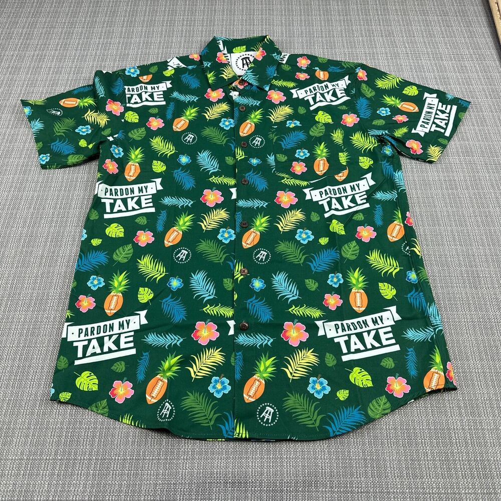 Barstool Tropical Button Shirt Mens Small Pardon My Take Football Saturday Boys